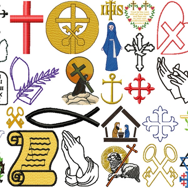 Diseños de símbolos RELIGIOUS para máquina de bordar, descarga instantánea
