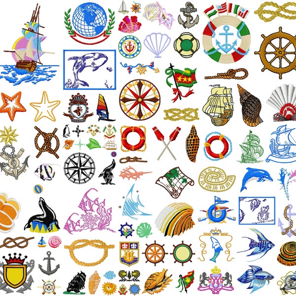 SEA NAUTICAL MARINE  designs for embroidery machine, instant download
