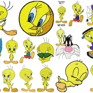 TWEETIE designs for embroidery machine, instant download