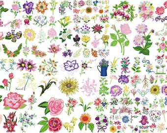 FLOWERS designs for embroidery machine, instant download