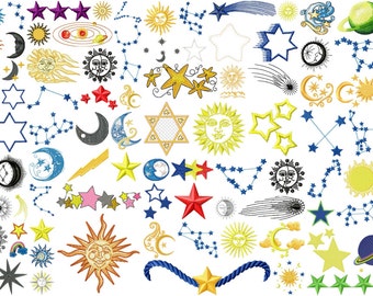 STAR  SUN designs for embroidery machine, instant download