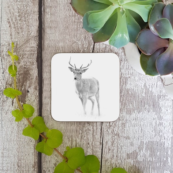 Cork Back Christmas Stags Christmas Winter Stags Print Coasters Set of 4