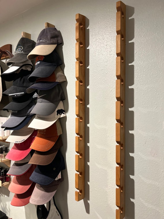 Holds 10 baseball hats, wall hat rack, baseball hats, baseball hat rack, baseball hat holder, cap rack