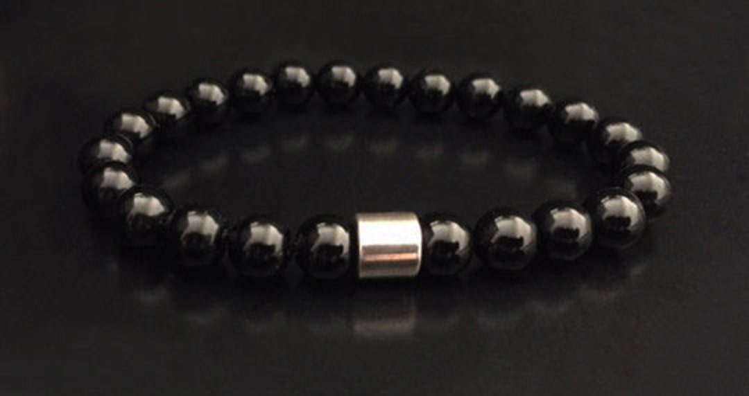 オニキス・ビーズブレスレット レザーズアンドトレジャーズ 8mmマットオニキスビーズブレスレット/B