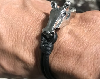 Silver Pony on Leather Cord