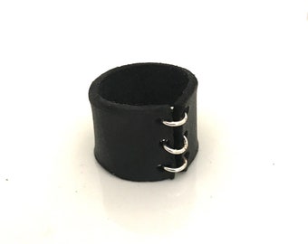 Black leather ring