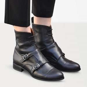 Bolton - Monk Combat Boots, Lace-up Leather Boots, Oxford Boots, Black boots, Leather Ankle, Custom boots, FREE customization!!!