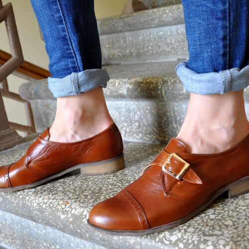 Duke Womens Oxfords Monk Straps Leather Shoes Womens Monk Etsy