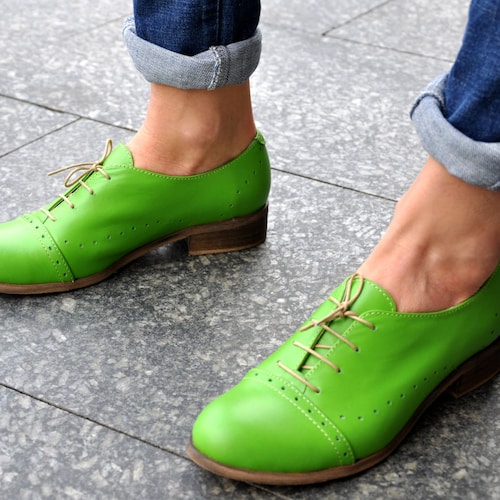 Devon Women's Oxfords Handmade Oxfords Green Shoes Etsy