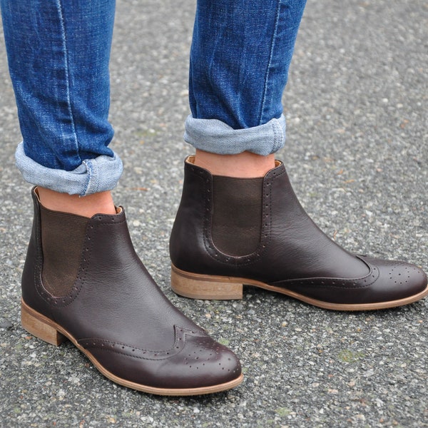 Chelsea - Womens Ankle Boots, Leather Boots, Chelsea Boots, Brown Boots, Casual Style, Custom Boots, FREE customization!!!