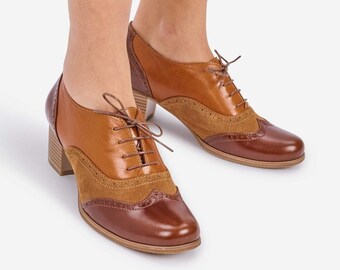 Morgan - Escarpins Oxford, Richelieus pour femmes, Talons oxford, Chaussures multicolores, Richelieus à talons, Chaussures à nouer, personnalisation GRATUITE !!!