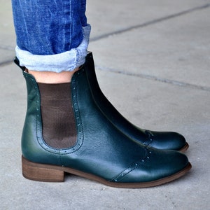 Lamont - Womens Ankle Boots, Leather Boots, Chelsea Boots, Green Boots, Vintage Style, Custom Boots, FREE customization!!!