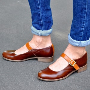 Joplin - Women's Mary Janes, Leather Mary Janes, Vintage Shoes, brown leather shoes, Mary Jane shoes, custom shoe, Custom Shoes, FREE cu...