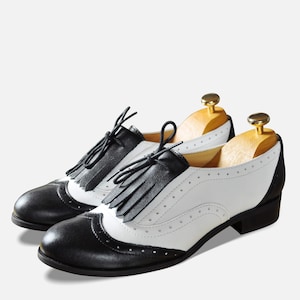 Lenox - Spectator Shoes, Womens Oxfords, Brogue Shoes, Vintage Shoes, White & Black Oxford Shoes, Custom Shoes, FREE customization!!!