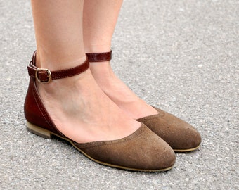 Madeleine - Sandals, Women's Sandals, Flat Sandals, Leather Sandals, Ballet flats, Brown Sandals, FREE customization!!!