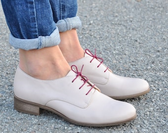 Vernon - Womens Leather Oxfords, Classic Handmade Shoes, Vintage Shoes, Pastel Rose Shoes, Custom Shoes, FREE customization!!!