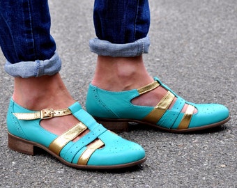 Mary - Women's Mary Janes, Leather Mary Janes, Vintage Shoes, Turquoise Mary Jane shoes, Spring shoes, Custom Shoes, FREE customization!!!