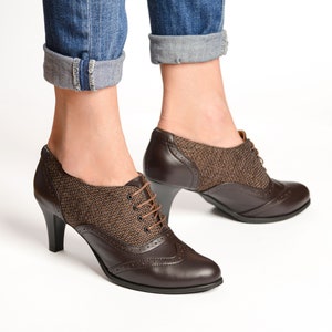 Marylebone - Oxford Heels, Womens Oxfords, Brown Leather Shoes, Cotton Heels, Handmade Shoes, Custom Shoes, FREE customization!!