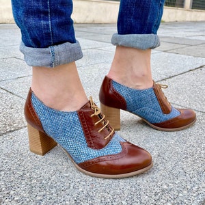 Aldgate - Oxford Pumps, Womens Canvas Oxfords, Leather Shoes, Heeled Oxfords, Handmade Shoes, Custom Shoes, FREE customization!!