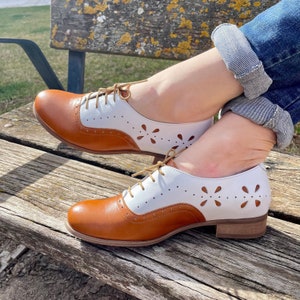 Venice Womens Summer Leather Oxfords, Classic Handmade Shoes, Brown shoes, White Shoes, Custom Shoes, FREE customization image 4