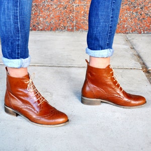 Regent - Womens Fall Boots, Lace-up Leather Boots, Oxford Boots, Retro Boots, Spring Boots, Custom boots, FREE customization!!!