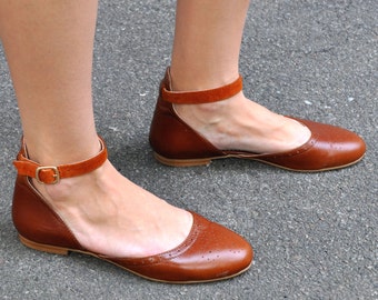 cognac flats womens