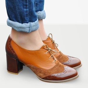 Maroon lace up oxford heels vintage shoes chunky heel oxford pumps hotsell