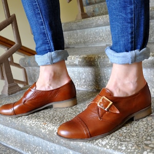 Duke - Womens Oxfords, Monk Straps, Brown shoes, Womens monk shoes, Oxfords for women, Vintage Shoes, Custom Shoes,  FREE customization!!!