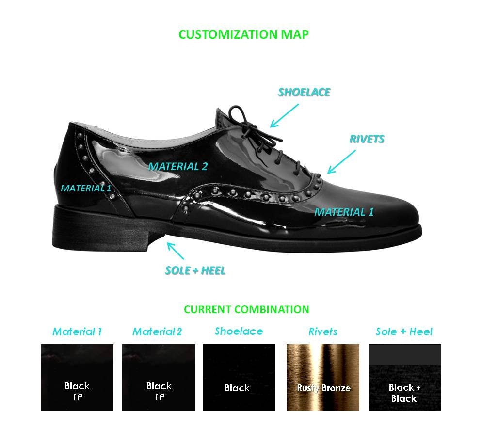 Savile Womens Oxfords Pointed Oxfords Black Patent Etsy