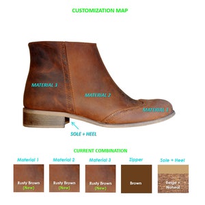 Classon Womens Ankle Boots, Womens Aged Leather Boots, Low Boots, Brown Boots, Booties, Country Style, Custom Boots, FREE customization image 4