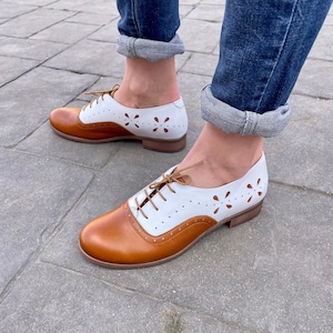 Venice Womens Summer Leather Oxfords, Classic Handmade Shoes, Brown shoes, White Shoes, Custom Shoes, FREE customization image 3