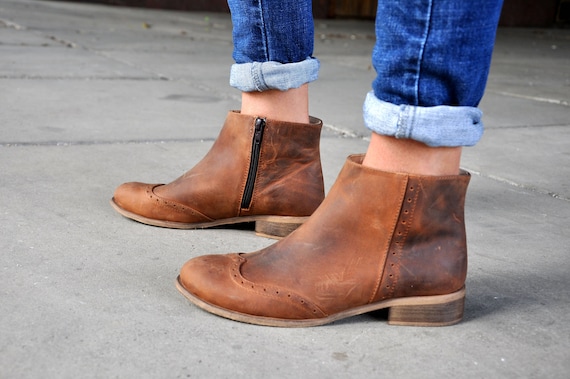 tan leather booties womens