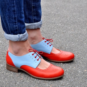 Florence Women Leather Oxfords, Cutout Oxfords, Handmade Shoes, Oxfords, Cutout shoes, Summer oxfords, Red Shoes, FREE customization image 2