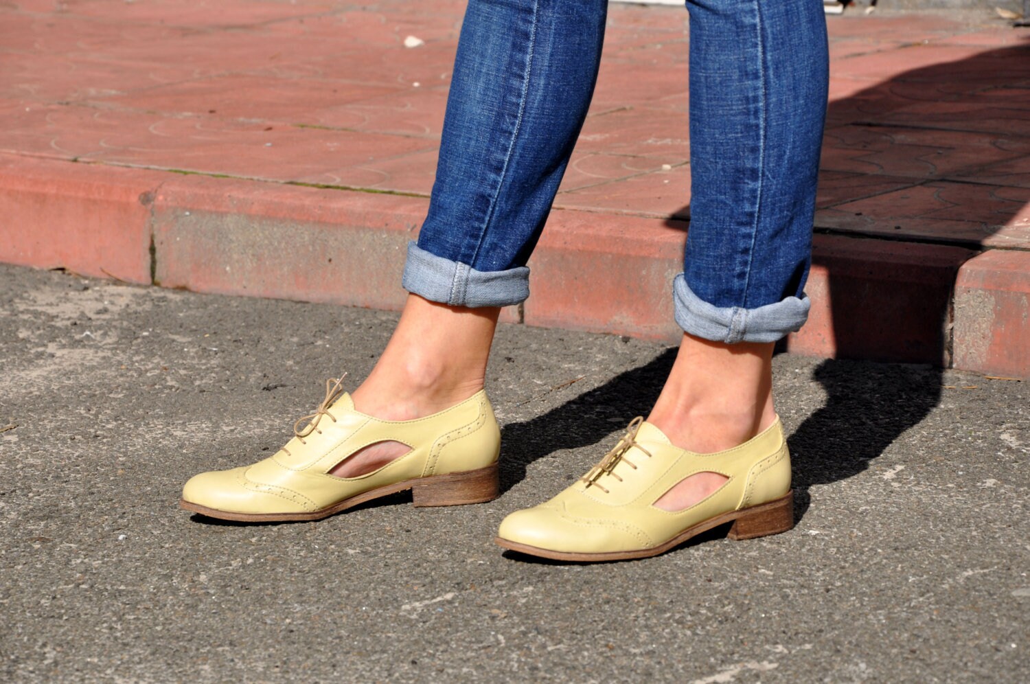 Brighton Womens Cutout Oxfords Leather Oxfords Handmade Etsy