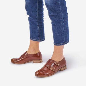 Baron: Handcrafted Brown Leather Monk Strap Shoes - Customizable Dress Shoes