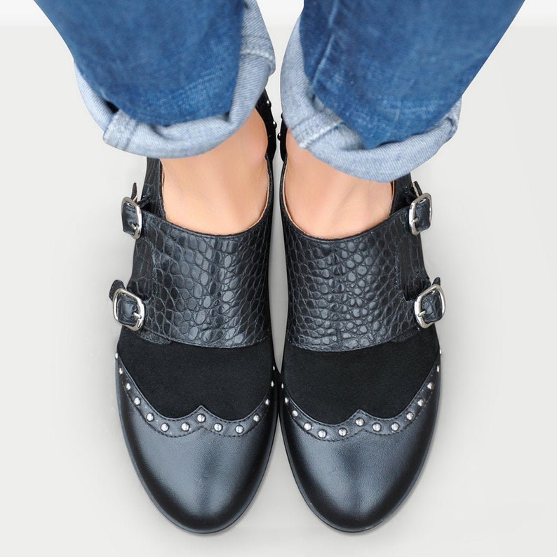 ladies double monk strap shoes