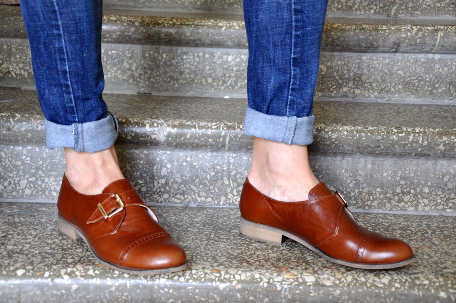 Duke Womens Oxfords Monk Straps Leather Shoes Womens Monk Etsy