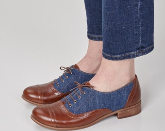 Boggart - Womens Oxfords, Denim shoes, Leather Brogues, Canvas Shoes, Handmade Oxfords, Custom Shoes, FREE customization!!!