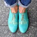Hendrick - Womens Leather Derbys, Brogued Oxfords, Fringe shoes, Vintage Shoes, Turquoise Shoes, Derby Shoes, FREE customization!!! 