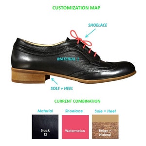 Astoria Womens Derby, Handmade Oxfords, Black shoes, Derby for women, Vintage Shoes, Custom Shoes, FREE customization image 5