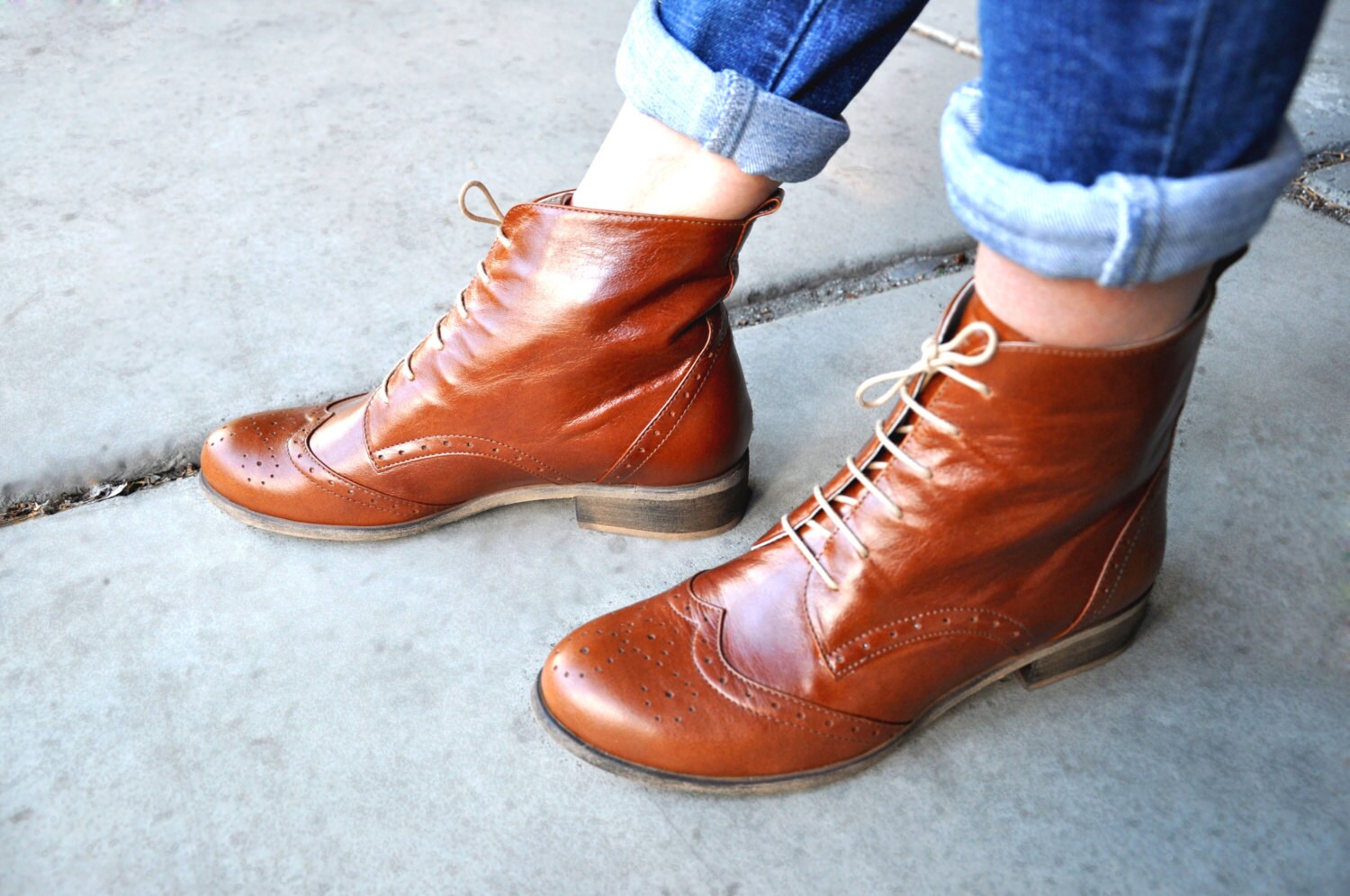 Regent Womens Fall Boots Laceup Leather Boots Oxford Etsy