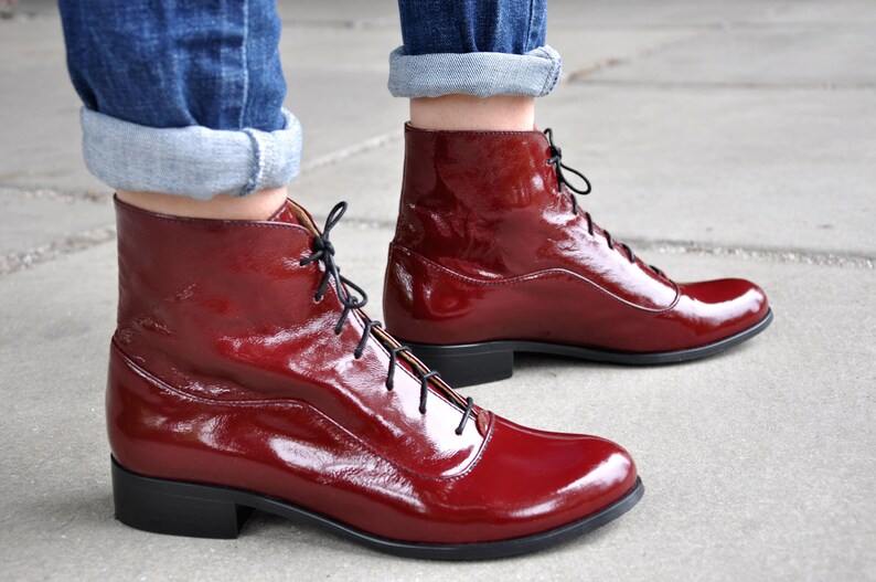 Camden Womens Fall Boots Laceup Leather Boots Oxford Etsy