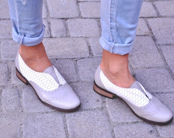 Saratoga - Laceless Oxfords, Womens Brogues, Oxfords for Women, Leather Shoes, Slip on shoes, FREE customization!!!