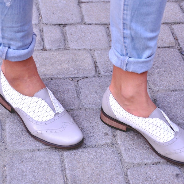 Saratoga - Laceless Oxfords, Womens Brogues, Oxfords for Women, Leather Shoes, Slip on shoes, FREE customization!!!