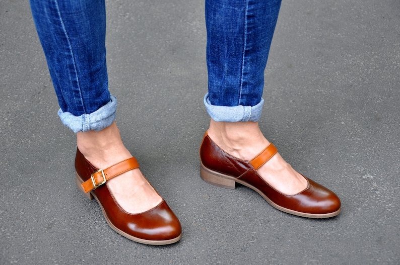 Joplin Women's Mary Janes, Leather Mary Janes, Vintage Shoes, brown leather shoes, Mary Jane shoes, custom shoe, Custom Shoes, FREE cu... image 4