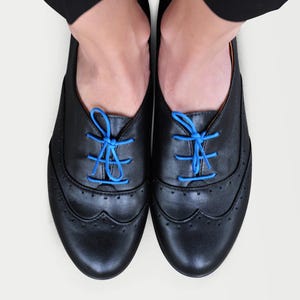 Limehouse - Women&#39;s black leather shoes, oxfords brogues, vintage style lace-up shoes with elegant soles, fully handcrafted and customizable