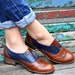 Pershing - Laceless Oxfords, Womens Brogues, Oxfords for Women, Slip On Shoes, Brown Leather Shoes, FREE customization!!! 