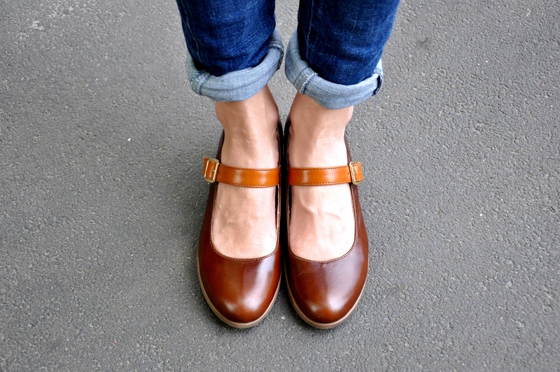 Joplin Women's Mary Janes, Leather Mary Janes, Vintage Shoes, brown leather shoes, Mary Jane shoes, custom shoe, Custom Shoes, FREE cu... image 2