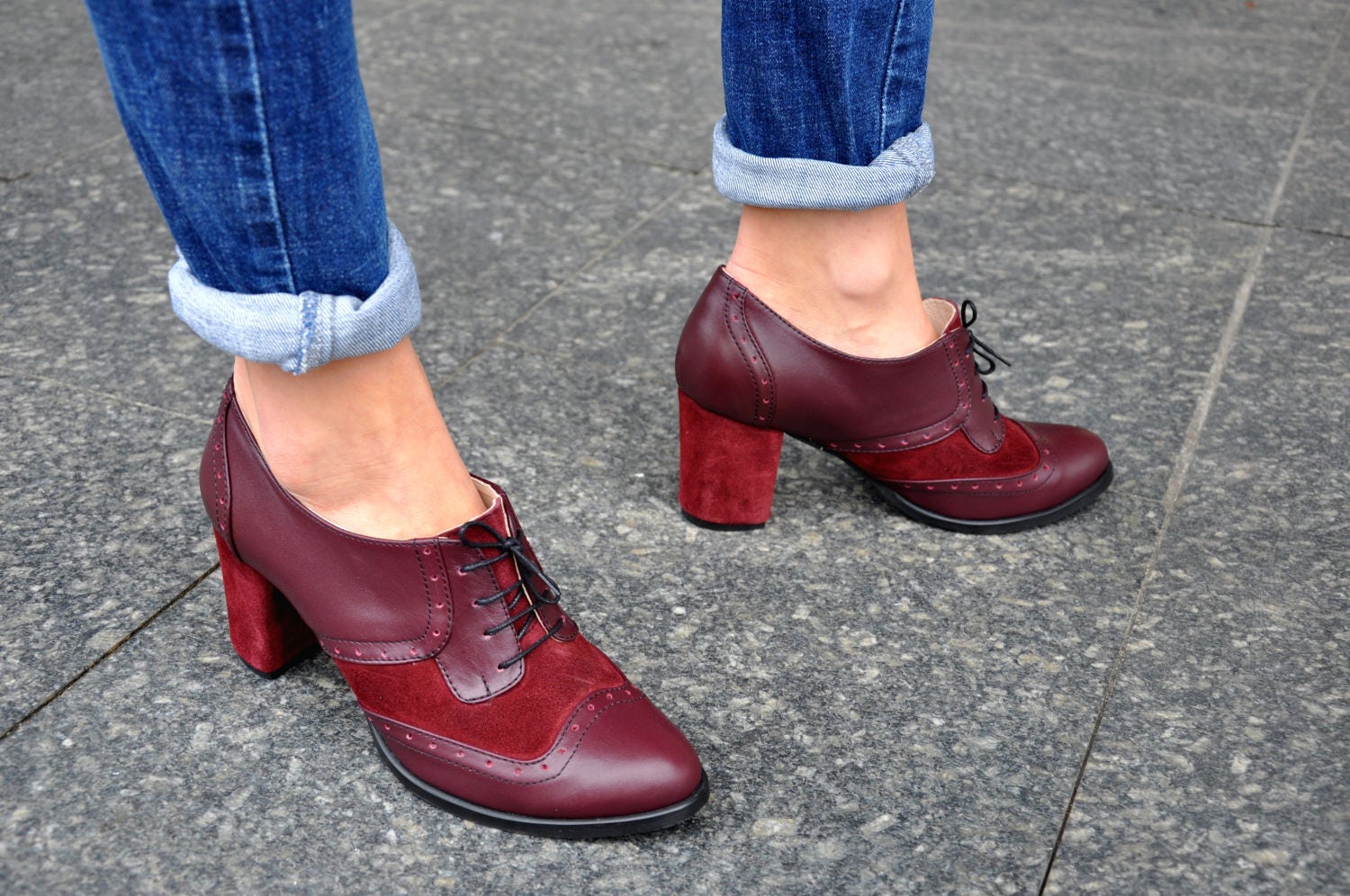 Fulham Oxford Pumps Womens Oxfords Leather Shoes Bordeaux - Etsy