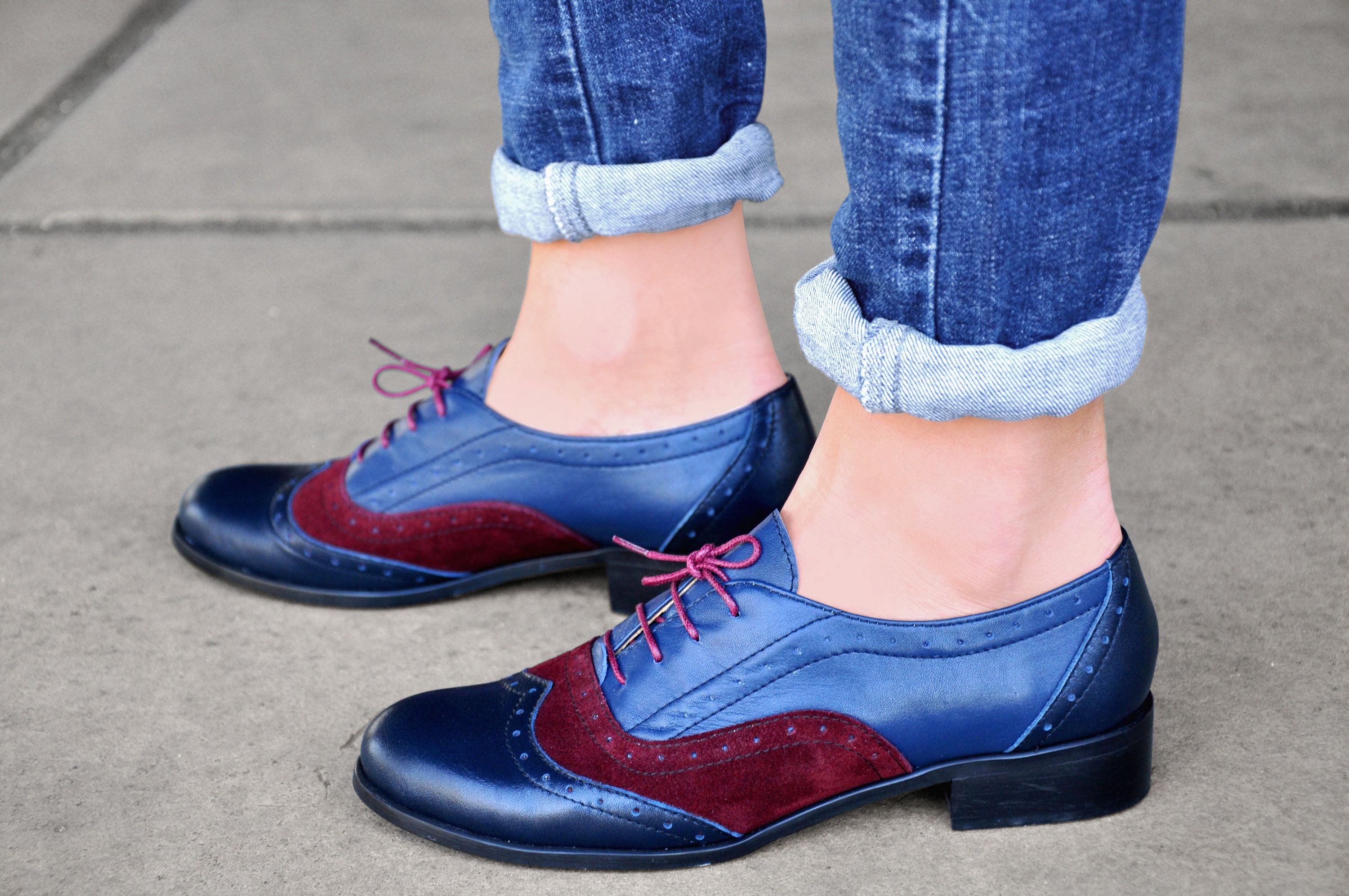 Lenox Womens Leather Oxfords Brogue Shoes Vintage Shoes - Etsy UK
